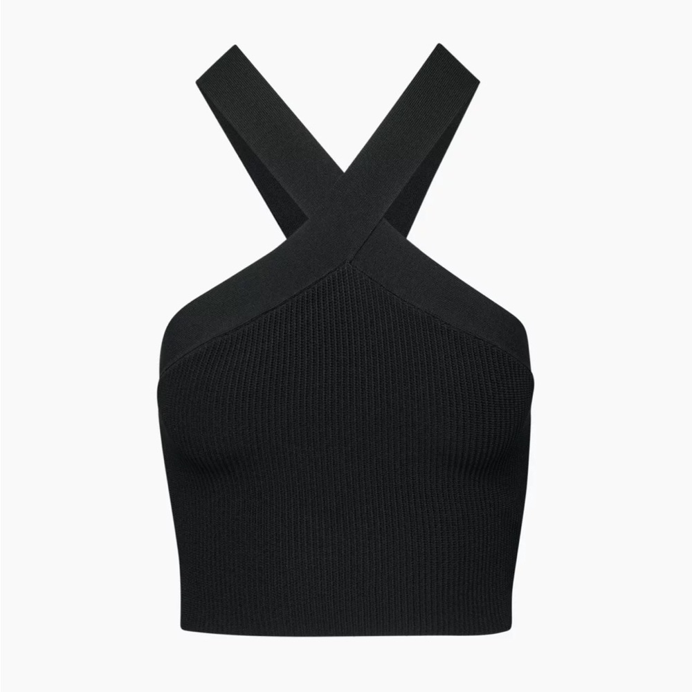Aritzia Babaton criss cross neck cropped top